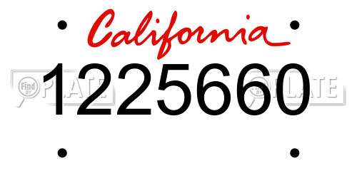 1225660 California License Plate