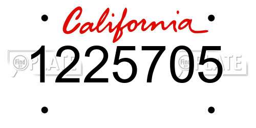 1225705 California License Plate