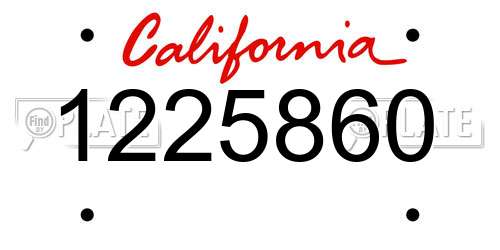 1225860 California License Plate