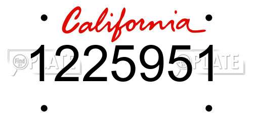 1225951 California License Plate