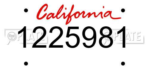 1225981 California License Plate