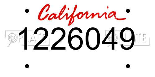 1226049 California License Plate