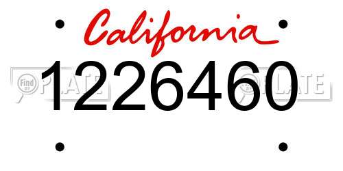1226460 California License Plate
