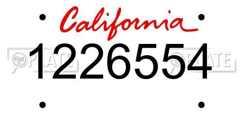 1226554 California License Plate