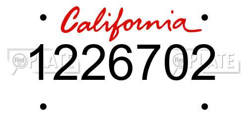 1226702 California License Plate