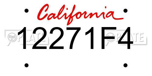 12271F4 California License Plate