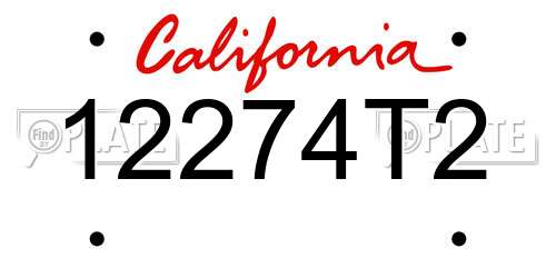 12274T2 California License Plate