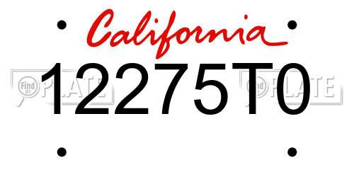 12275T0 California License Plate