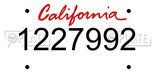 1227992 California License Plate