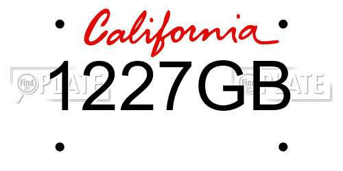 1227GB California License Plate