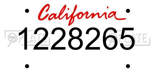 1228265 California License Plate