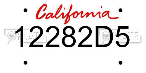12282D5 California License Plate