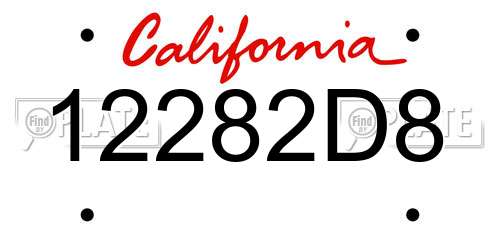 12282D8 California License Plate