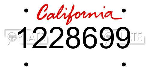1228699 California License Plate