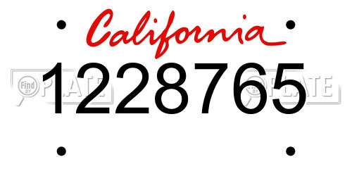 1228765 California License Plate