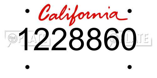 1228860 California License Plate