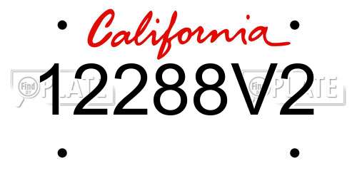 12288V2 California License Plate