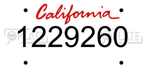 1229260 California License Plate