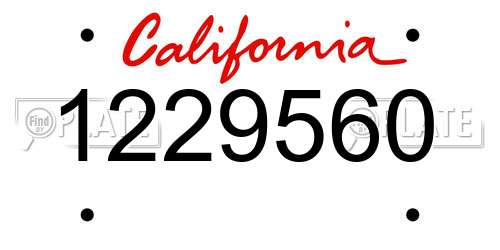 1229560 California License Plate