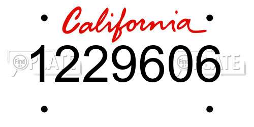 1229606 California License Plate