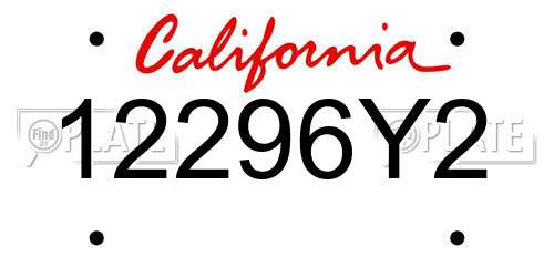 12296Y2 California License Plate