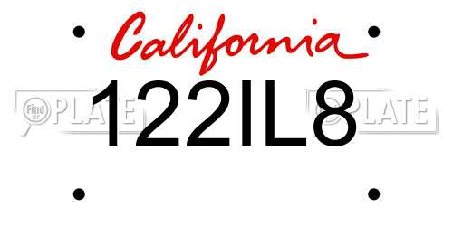 122IL8 California License Plate