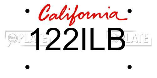122ILB California License Plate