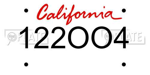 122OO4 California License Plate