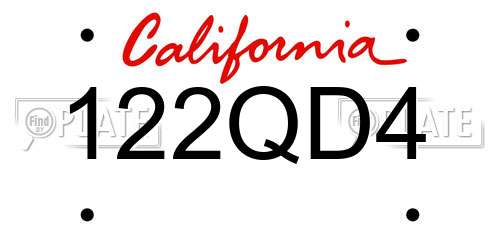 122QD4 California License Plate