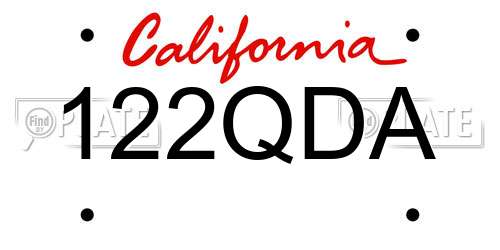 122QDA California License Plate