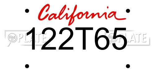 122T65 California License Plate