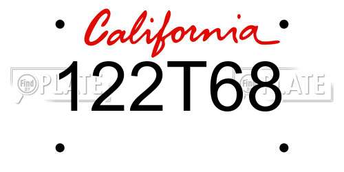 122T68 California License Plate