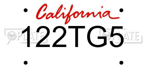 122TG5 California License Plate