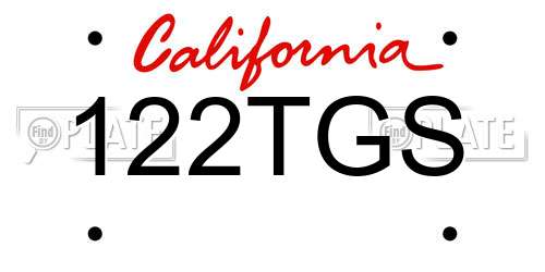 122TGS California License Plate