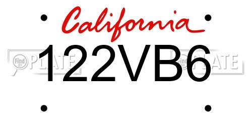 122VB6 California License Plate