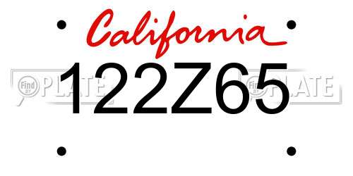 122Z65 California License Plate