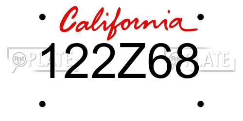 122Z68 California License Plate