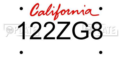 122ZG8 California License Plate