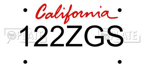 122ZGS California License Plate