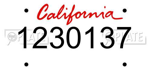 1230137 California License Plate