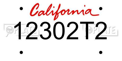 12302T2 California License Plate