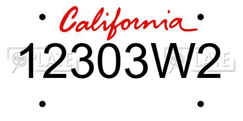 12303W2 California License Plate