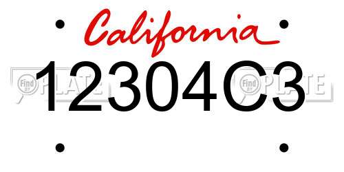 12304C3 California License Plate