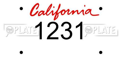1231 California License Plate