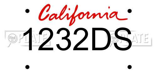 1232DS California License Plate