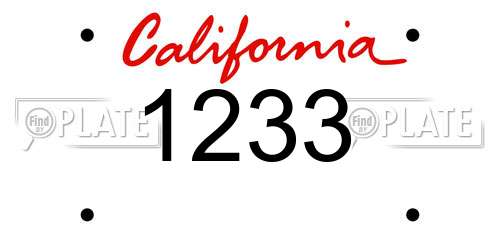 1233 California License Plate