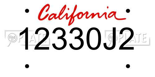 12330J2 California License Plate
