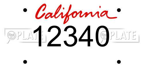 12340 California License Plate