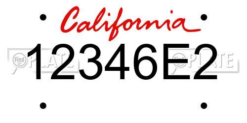 12346E2 California License Plate