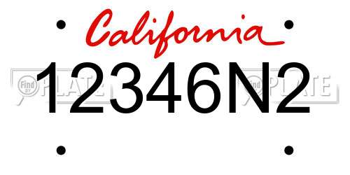 12346N2 California License Plate